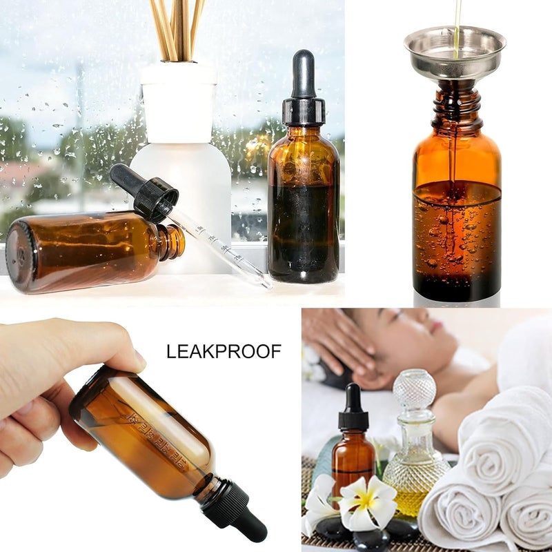 Zsynka 28Pack 2oz Tincture Bottles With Dropper Amber Glass Dropper Bottle with Measured Eye Dropper Funnels,Labels,60ml Empty Bottle Brown for Homemade Vanilla Essential Oil,Tincture,Serum,Liquids - Image 4